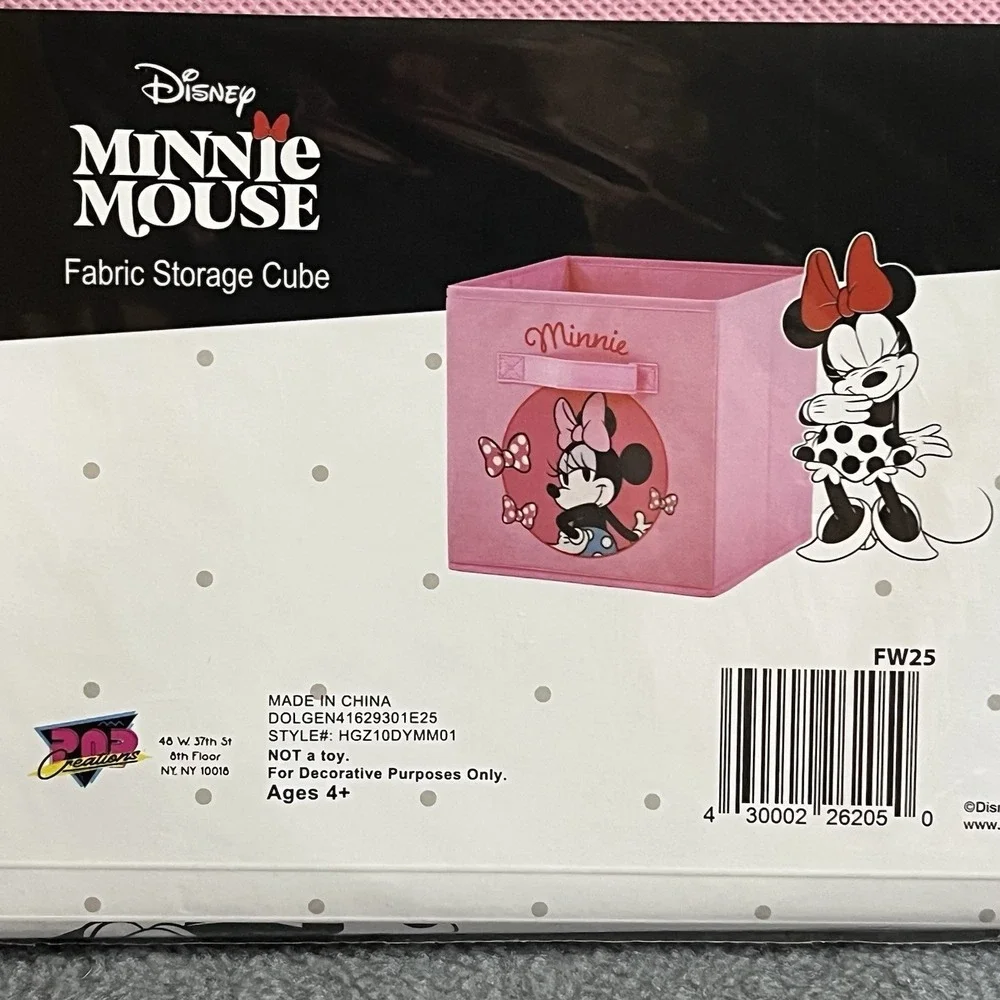 Disney Minnie Mouse Foldable Fabric‎ Storage Bin Containers for Shelves 10x10